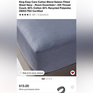 Room Essentials Blue Fitted Sheet ONLY